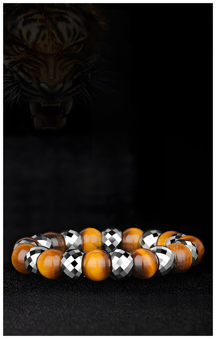 tungsten tiger eye bead bracelet