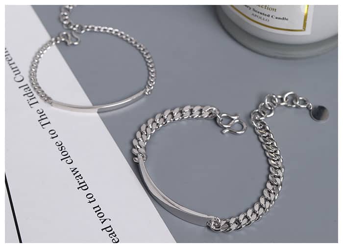 Matching Sterling Silver Name Bracelets for Couples