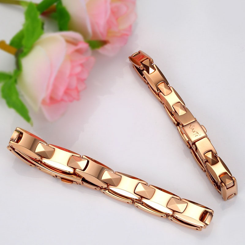 (image for) Mens Rose Gold Tungsten Carbide Bracelet with Butterfly Clasp