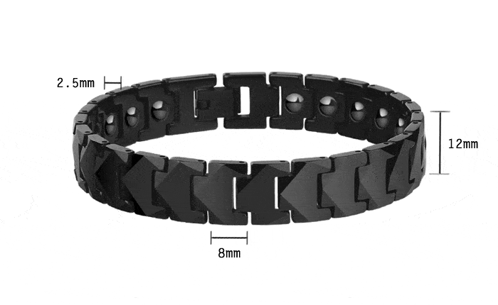 Details about   12MM Polished Black Ceramic Link Magnetic Healthy Biker Bracelet for Men 8.3" 