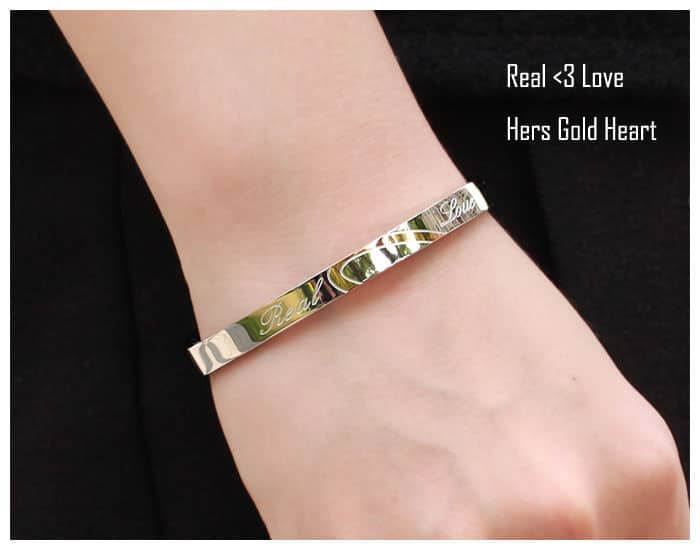 Real Love Matching Heart Bangle Bracelets