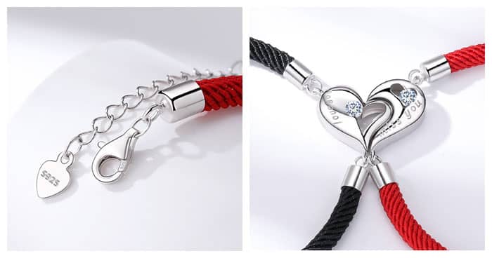 Magnetic Matching Heart Bracelets for Couples