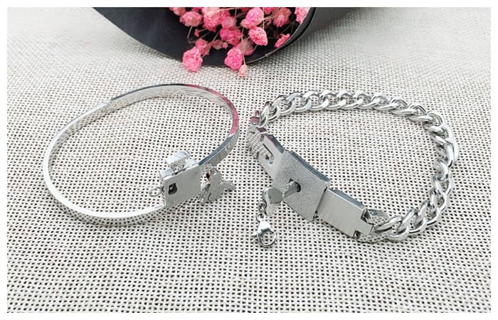 Matching Lock and Key Bracelets for Couples