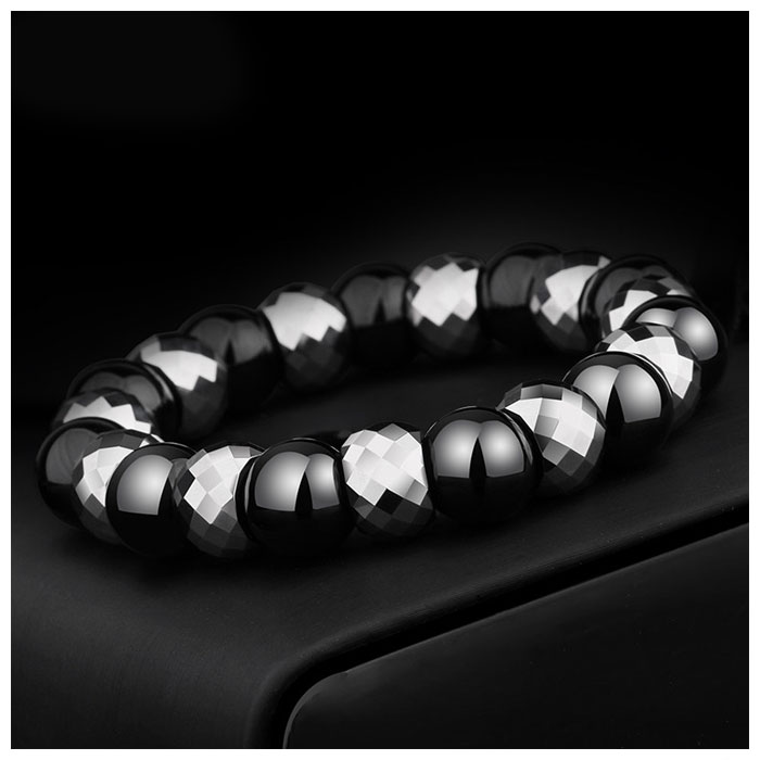 black agate bead bracelet