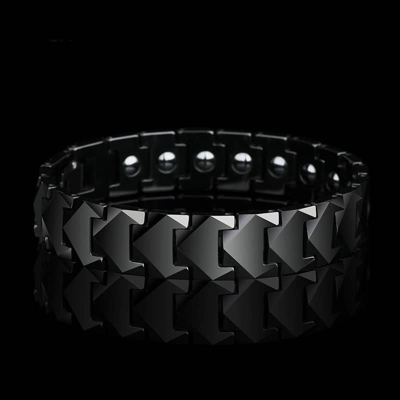 (image for) 12MM Wide Black Tungsten Carbide Link Bracelet For Men, Mens High Polished Tungsten Bracelet, Magnetic Tungsten Jewelry Gift For Boyfriend - Silver / Black / White