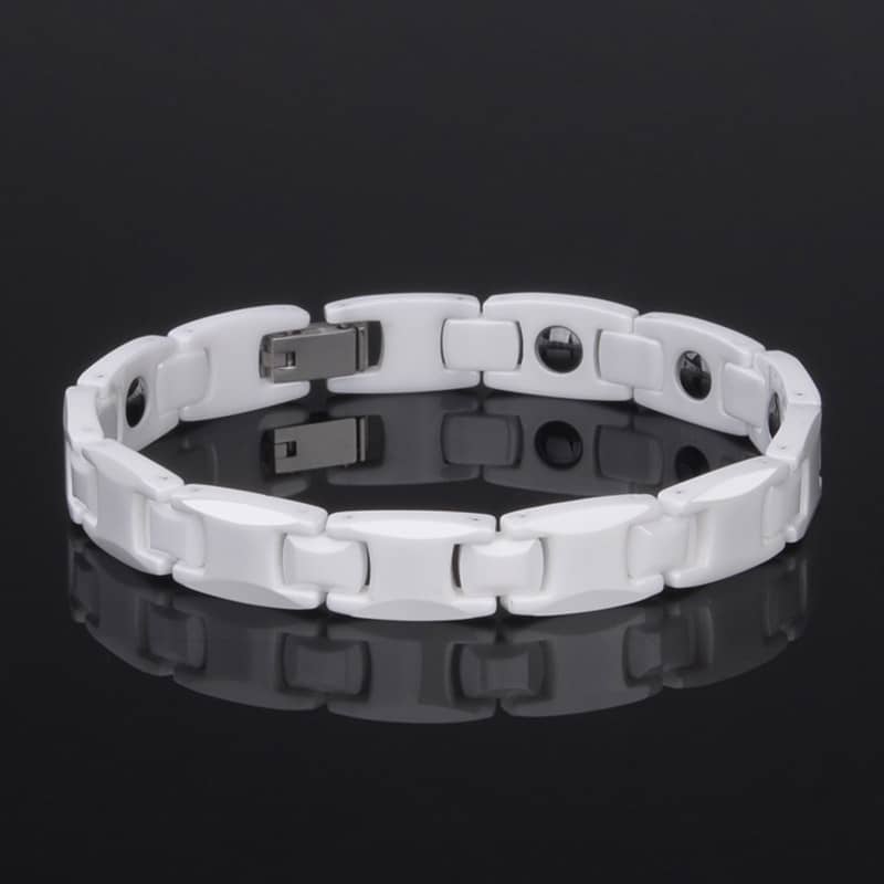(image for) Black Ceramic Bracelet, Womens & Mens Magnetic Ceramic And Tungsten Carbide Link Bracelet, Unique Fashion Health Jewelry Gift For Friends - Silver / Black Colors