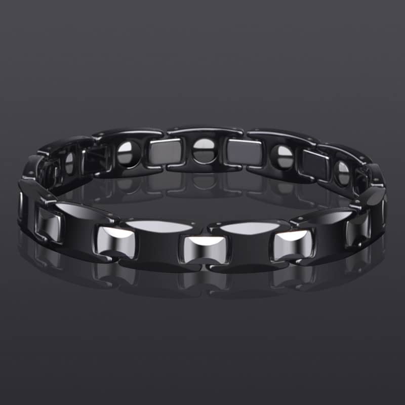 (image for) Black Ceramic Bracelet, Womens & Mens Magnetic Ceramic And Tungsten Carbide Link Bracelet, Unique Fashion Health Jewelry Gift For Friends - Silver / Black Colors