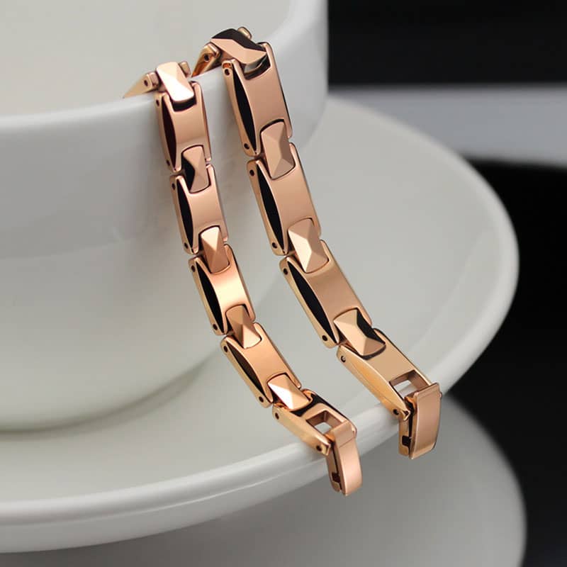 (image for) Silver Tungsten H-Bar Link Bracelet, High Polished Tungsten Carbide Bracelet For Women And Men, Health Tungsten Jewelry Gift - Silver / Gold / Rose Gold Colors