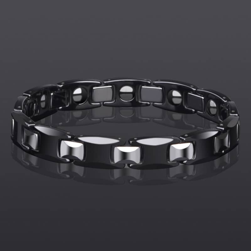 (image for) White Ceramic Link Bracelet, Magnetic Ceramic And Tungsten Carbide Bracelet For Men & Women, Unique Fashion Health Jewelry Gift For Friends - Silver / Black Colors