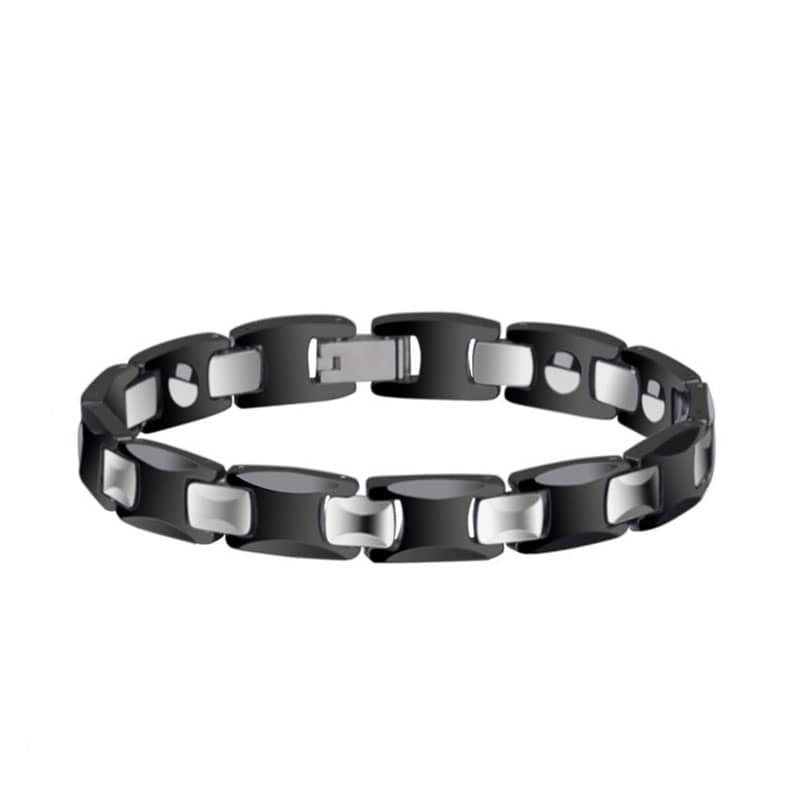 (image for) White Ceramic Link Bracelet, Magnetic Ceramic And Tungsten Carbide Bracelet For Men & Women, Unique Fashion Health Jewelry Gift For Friends - Silver / Black Colors