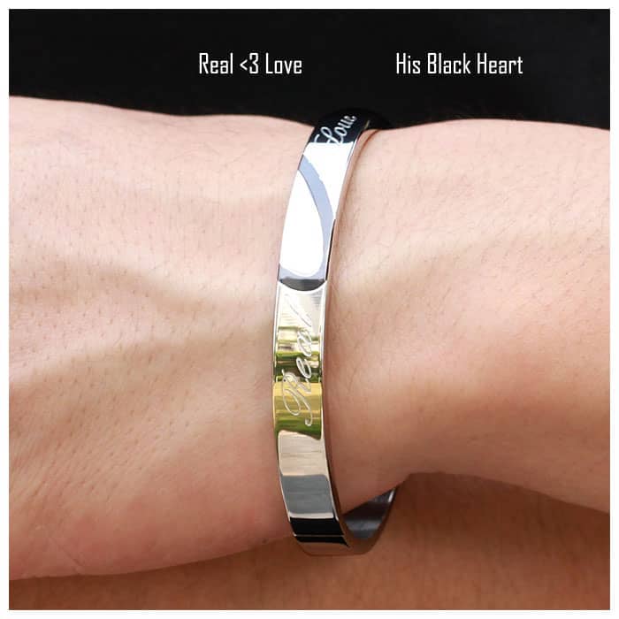 Real Love Matching Heart Bangle Bracelets