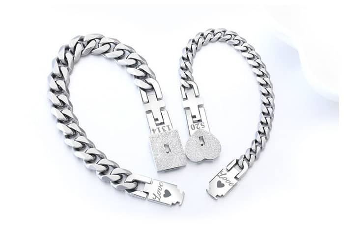 Uloveido His and Hers Lock and Key Matching Bracelets Set