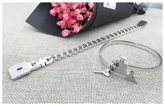 Matching Lock and Key Bracelets for Couples