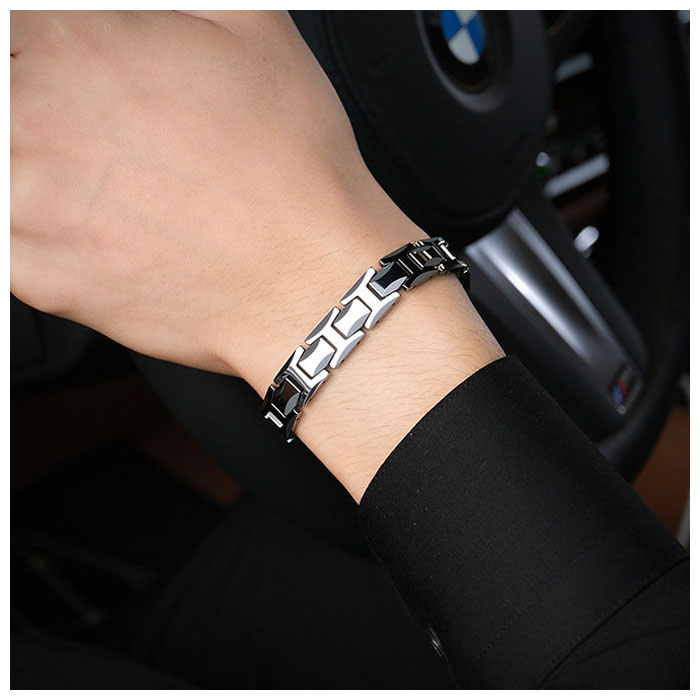tungsten h link bracelet