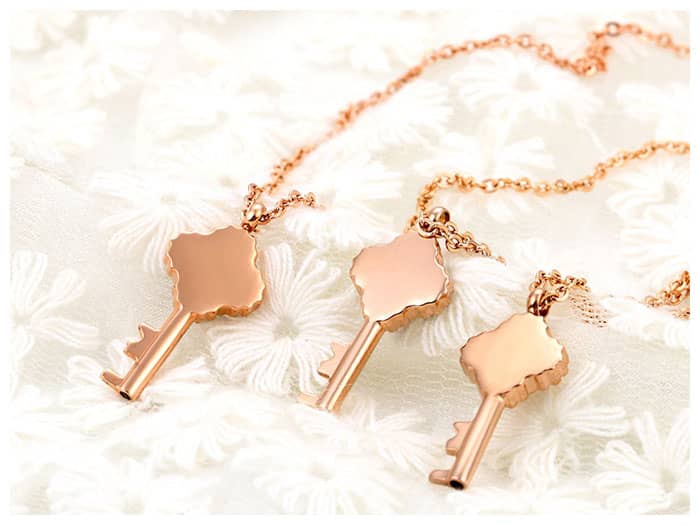 Lucky Clover Matching Key Necklace and Lock Bracelet Set
