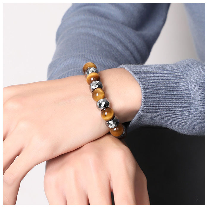 tungsten tiger eye bead bracelet