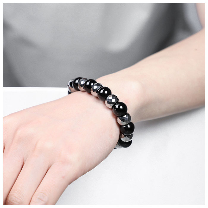 black agate bead bracelet