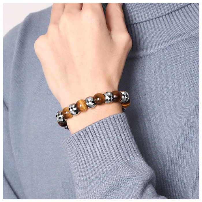 tungsten tiger eye bead bracelet
