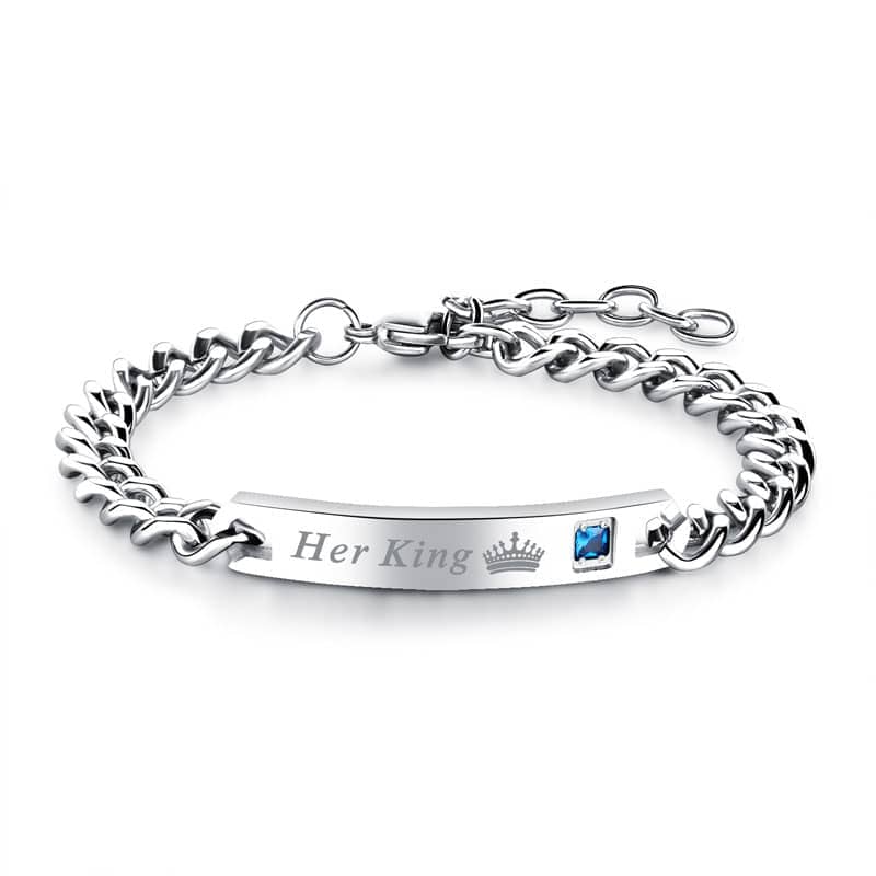 (image for) His Queen Her King Matching Couple Bracelets In Stainless Steel