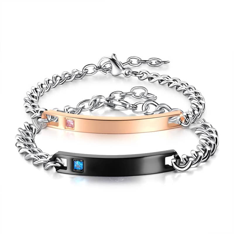(image for) His Queen Her King Matching Couple Bracelets In Stainless Steel