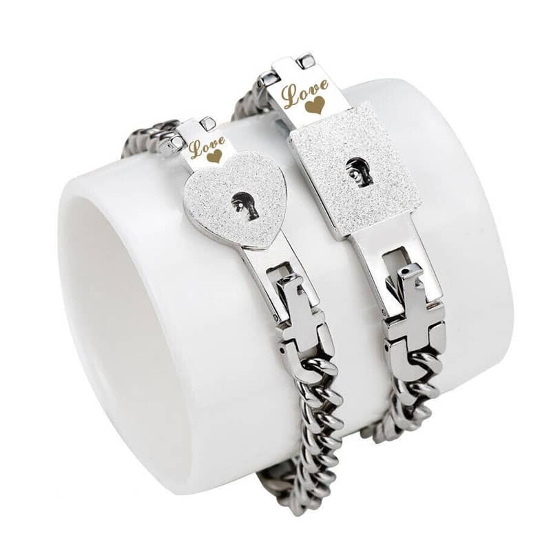 (image for) Key To My Heart Matching Lock And Key Bracelets Set in Titanium Steel