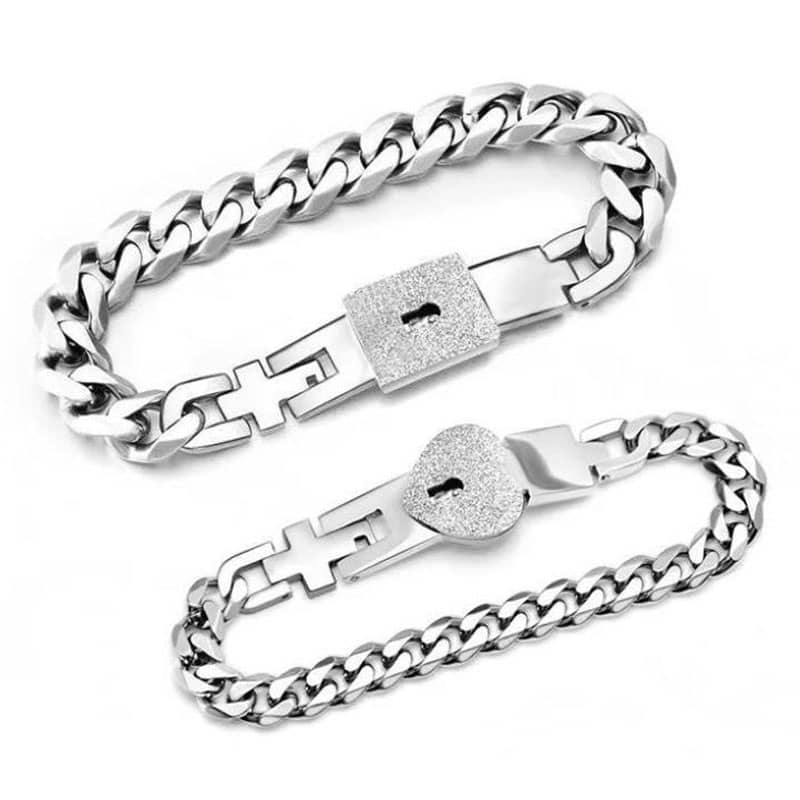 (image for) Key To My Heart Matching Lock And Key Bracelets Set in Titanium Steel