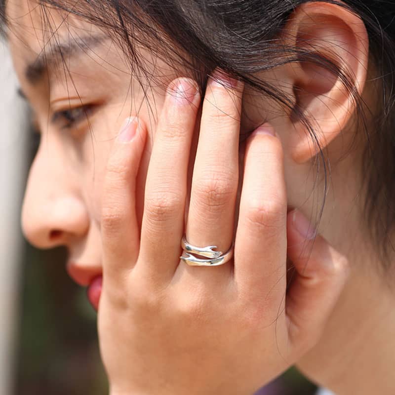 (image for) Handmade Matching Hug Bangle And Ring Set In Sterling Silver