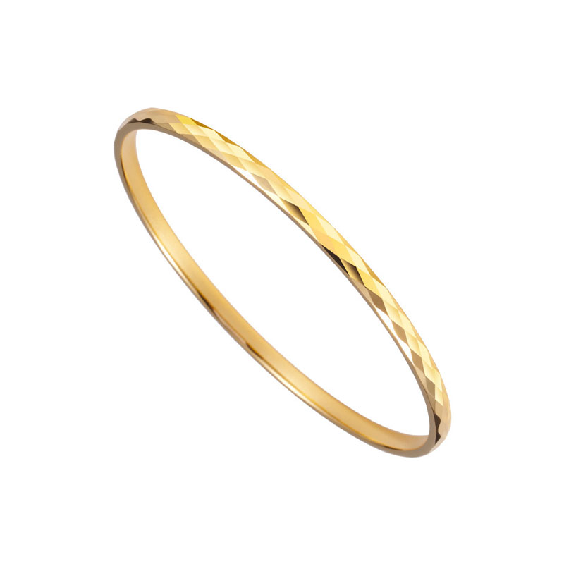 (image for) Rose Gold Faceted Tungsten Carbide Bangle Bracelet for Women 3mm Wide