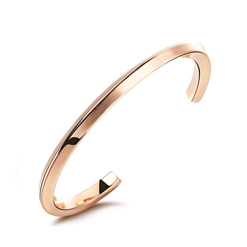 (image for) Black & Rose Gold Simple Twisted Matching Cuff Bracelets In Stainless Steel