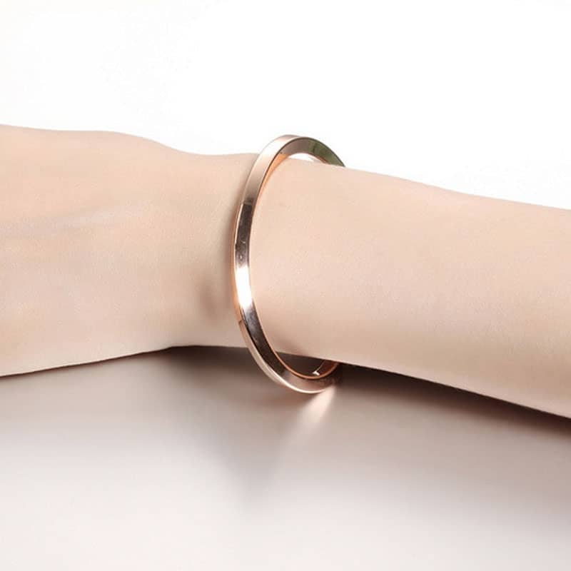 (image for) Black & Rose Gold Simple Twisted Matching Cuff Bracelets In Stainless Steel