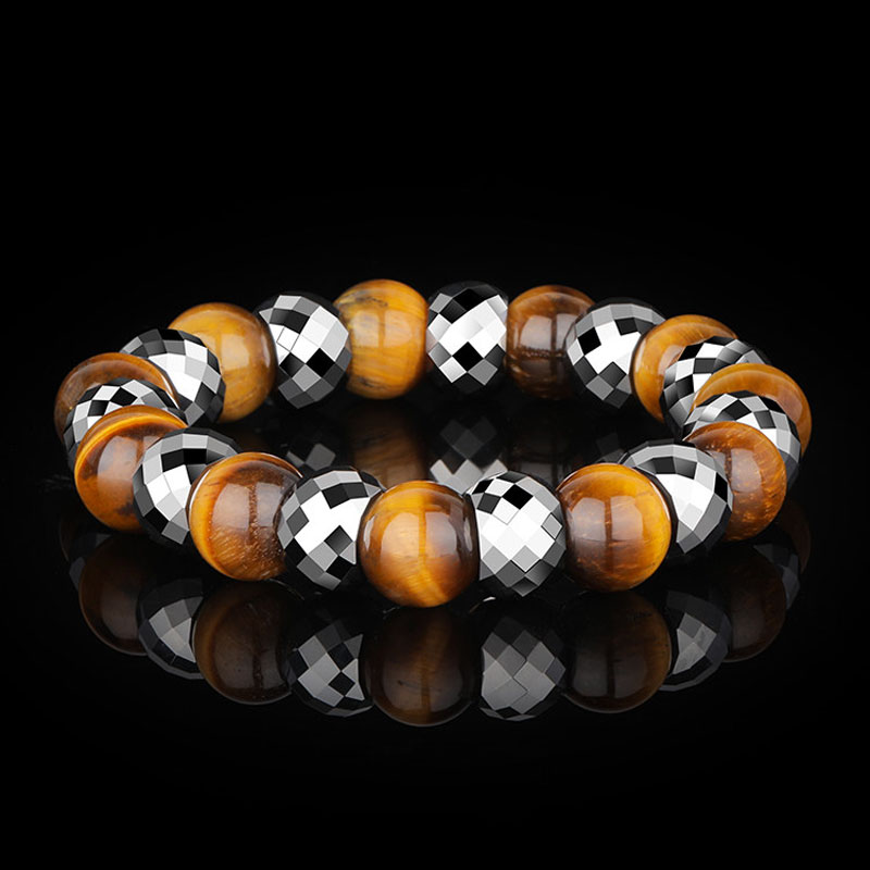 (image for) Tungsten Carbide Tiger Eye Bead Bracelet for Men