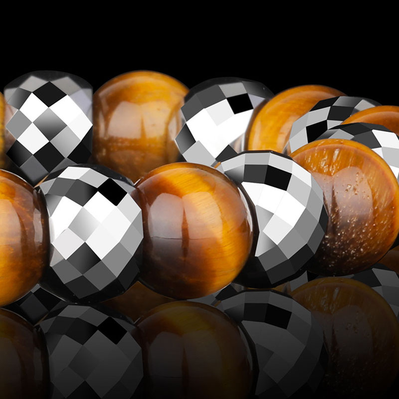 (image for) Tungsten Carbide Tiger Eye Bead Bracelet for Men