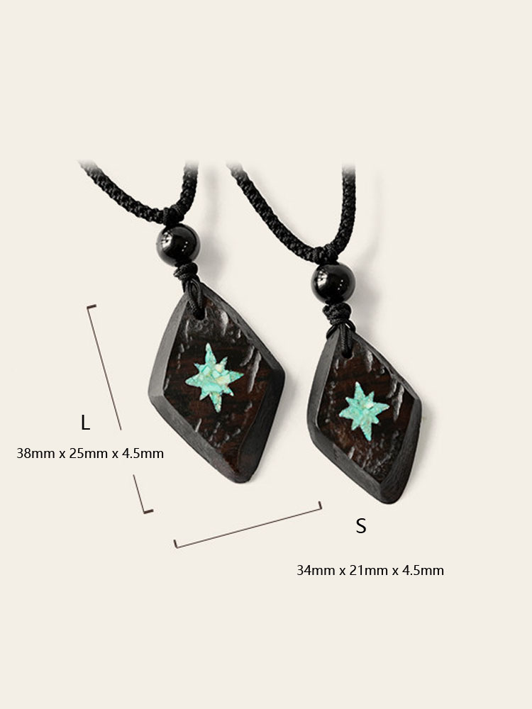 (image for) Ebony African Blackwood Turquoise North Star Necklace