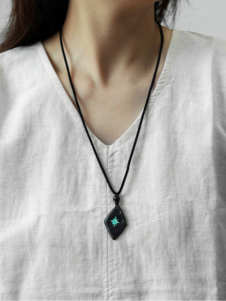 (image for) African Blackwood Turquoise Eight Pointed Star Couple Necklaces