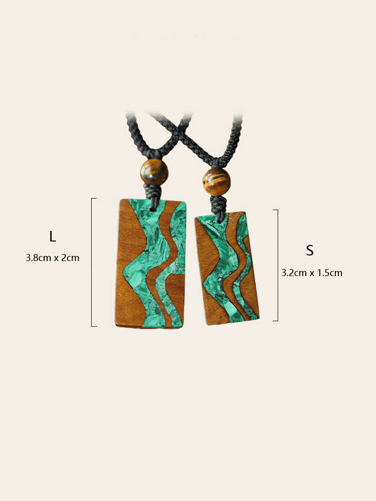 (image for) Phoebe Zhennan Wood Malachite River Vertical Bar Necklace