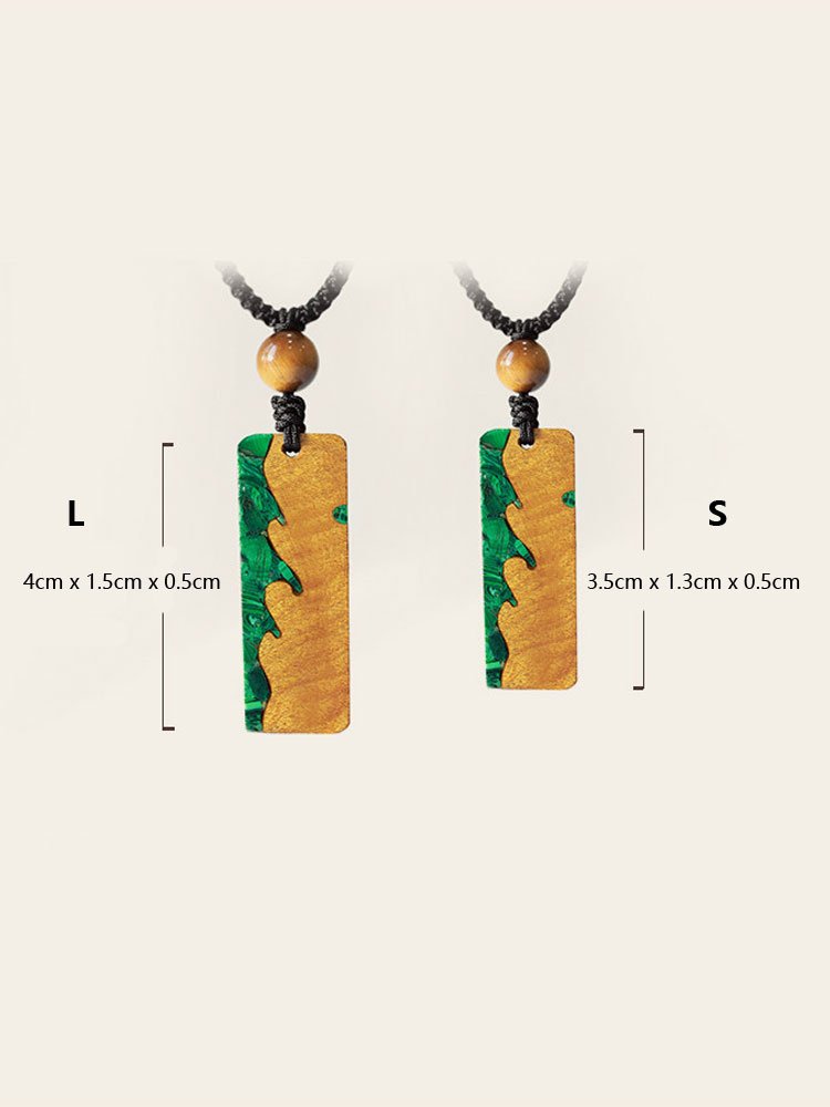 (image for) Phoebe Zhennan Wood Malachite Wave Vertical Bar Necklace