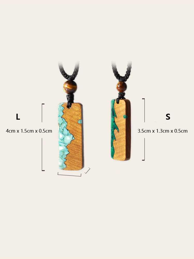 (image for) Phoebe Zhennan Wood Mountain Wave Vertical Bar Necklaces For Couples