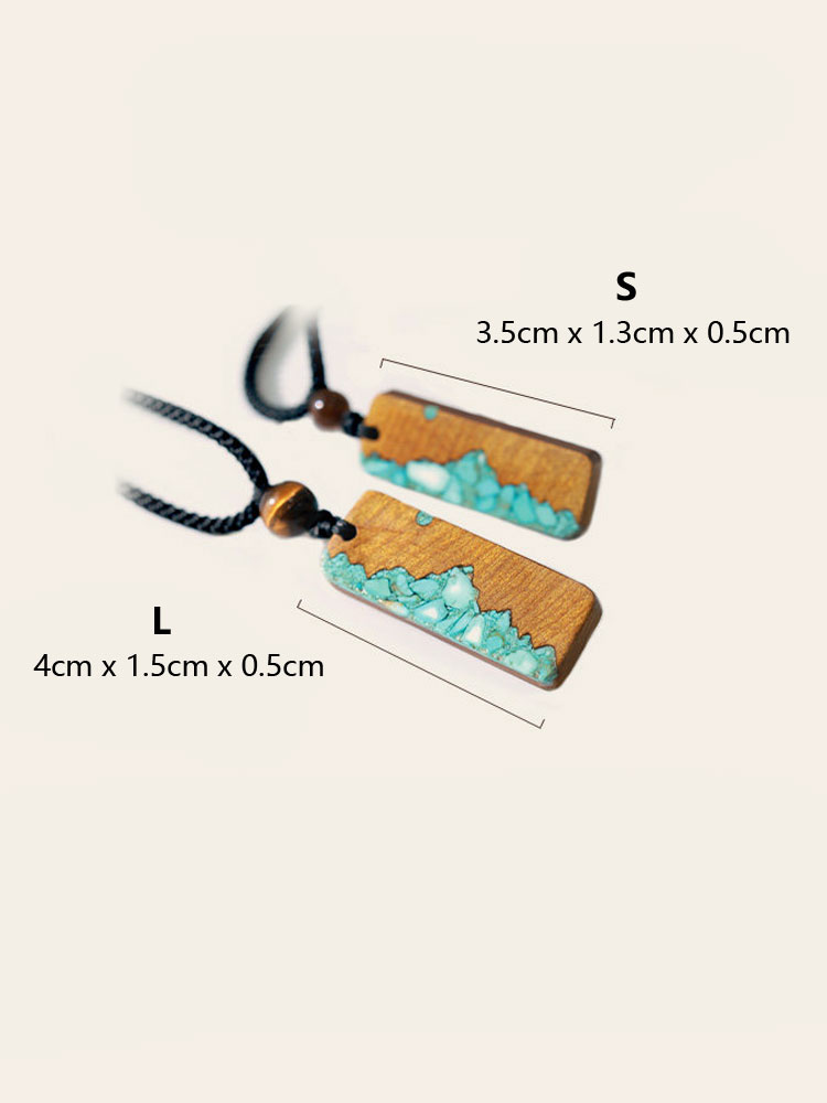 (image for) Phoebe Zhennan Wood Turquoise Mountain Vertical Bar Necklace