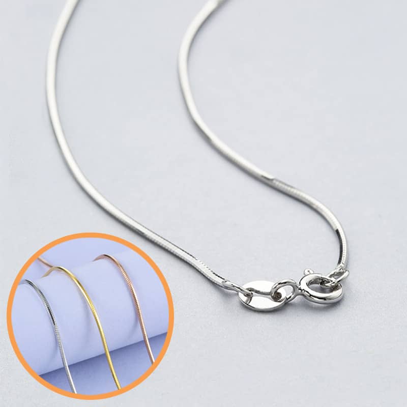 (image for) Singapore Snake Box Cable Bar Link Chain Necklaces For Women, 925 Sterling Silver Pendant Chains With Spring Ring Clasp - Silver / Rose Gold / Gold Colors