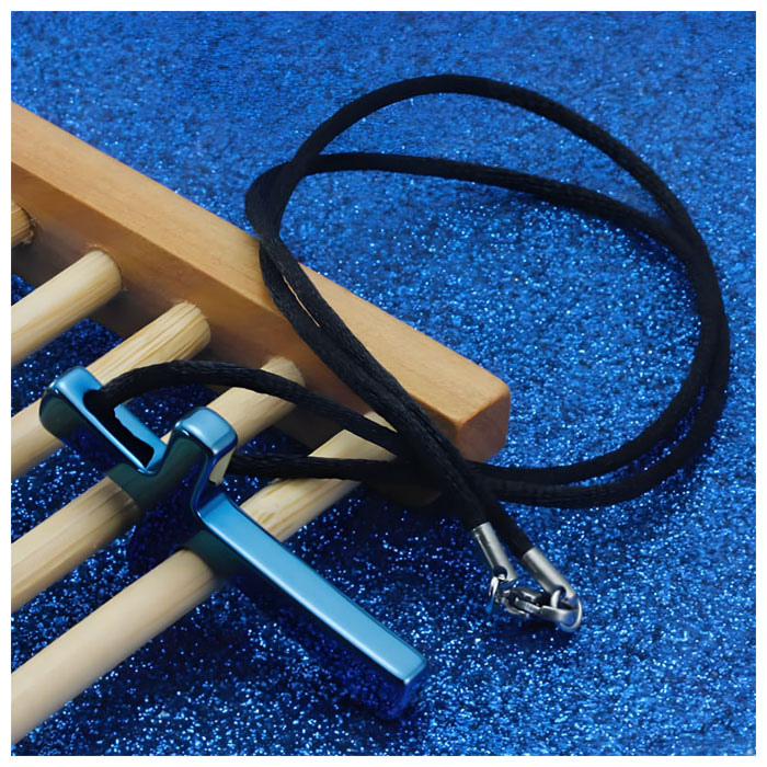 blue mens tungsten cross pendant