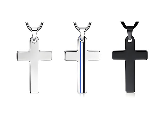 tungsten cross carbide pendant