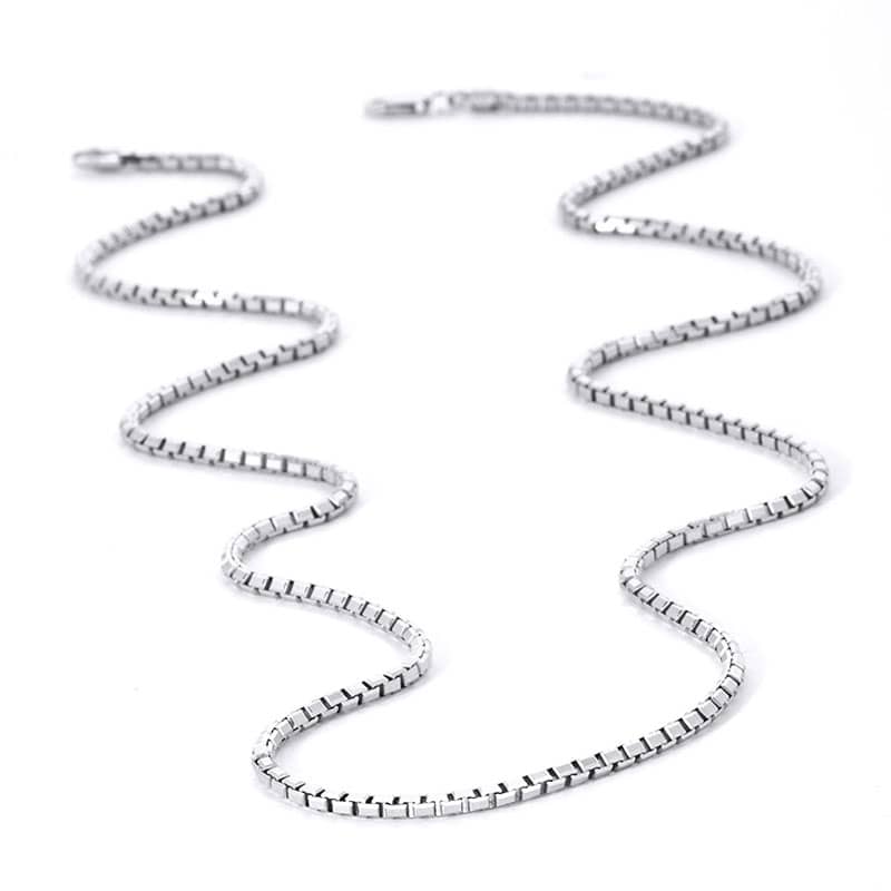(image for) 2.0 mm Box Chain Necklaces For Men, High Polished 925 Sterling Silver Mens Fashion Box Link Pendant Chains With Lobster Claw Clasp - 18 Inches To 22 Inches