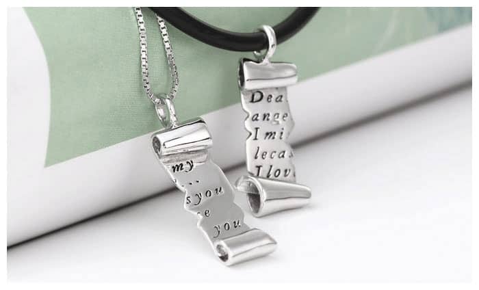 Matching His and Hers Love Letter Necklaces