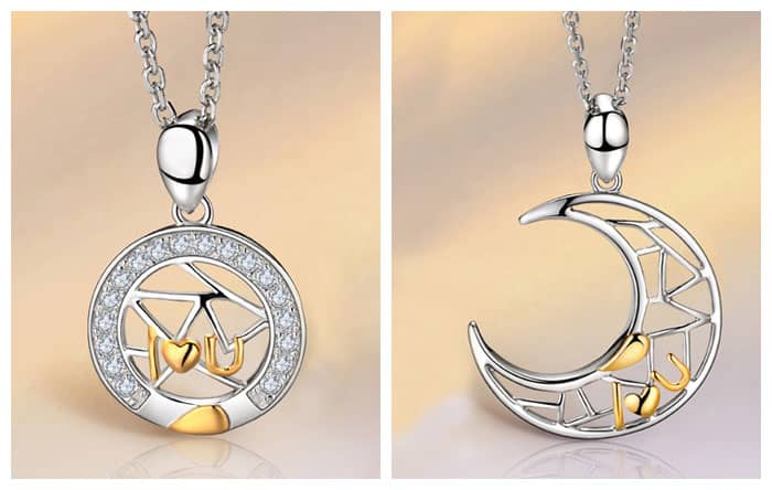 Sun and Moon Matching Necklaces for Couples