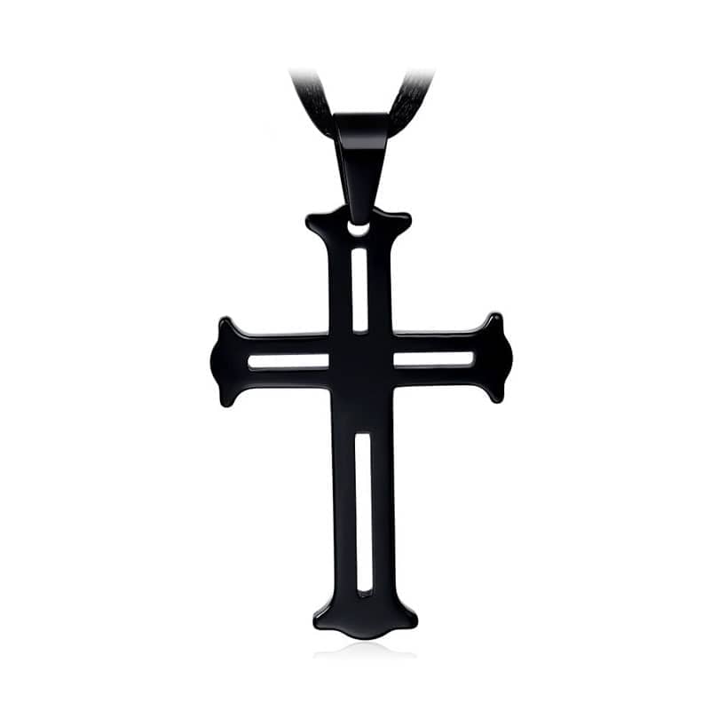 (image for) Matching Black Open Cross Pendant, Couple Tungsten Carbide Black Cross Necklace for Men and Women, Religious Jewelry Gift for Friends - Black / Silver Colors