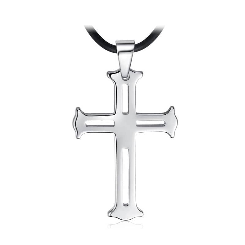 (image for) Matching Black Open Cross Pendant, Couple Tungsten Carbide Black Cross Necklace for Men and Women, Religious Jewelry Gift for Friends - Black / Silver Colors