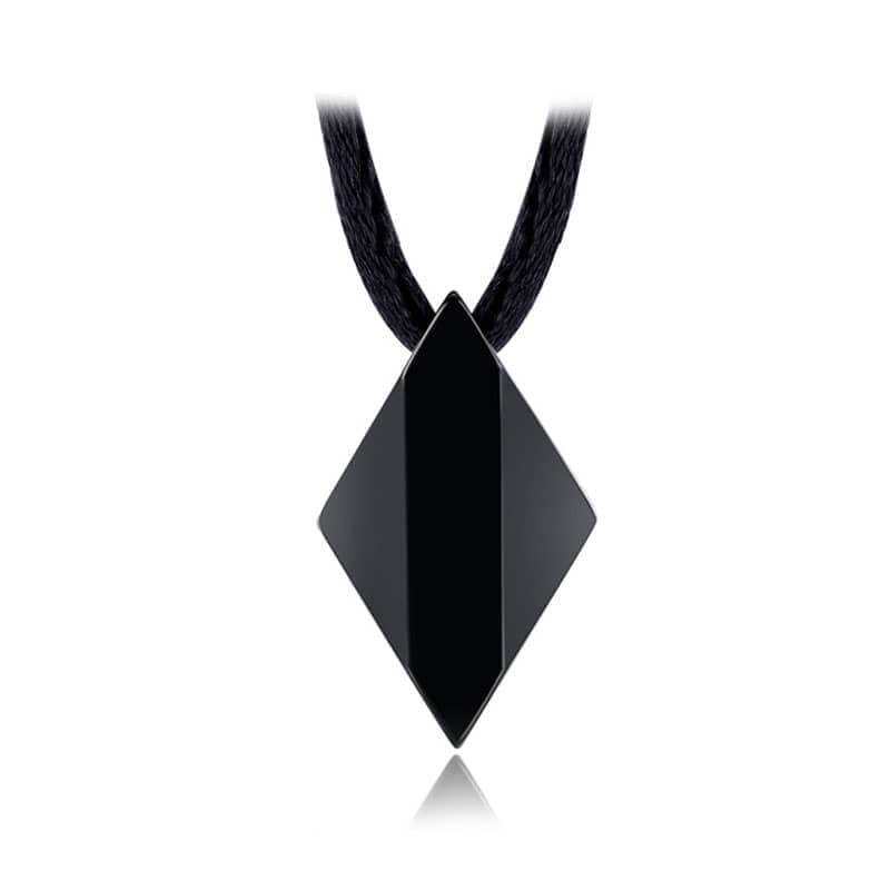 (image for) Black Tungsten Rhombus Pendant, Tungsten Carbide Rhombus Shaped Necklace With Faceted Finish, Tungsten Jewelry Gift For Women And Men - Black / Silver / Blue / Gold