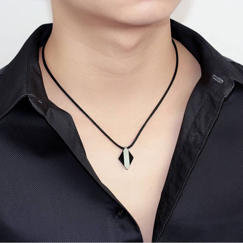 (image for) Black Tungsten Rhombus Pendant, Tungsten Carbide Rhombus Shaped Necklace With Faceted Finish, Tungsten Jewelry Gift For Women And Men - Black / Silver / Blue / Gold