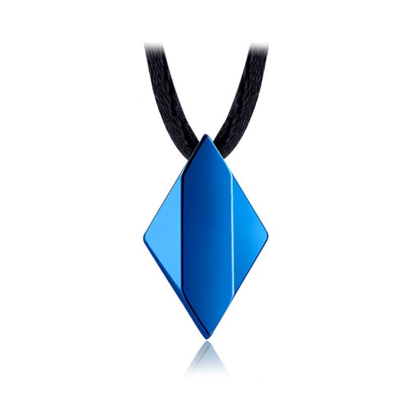(image for) Blue Tungsten Rhombus Pendant, Tungsten Carbide Rhombus Shaped Necklace With Faceted Finish, Tungsten Jewelry Gift For Women And Men - Black / Silver / Blue / Gold