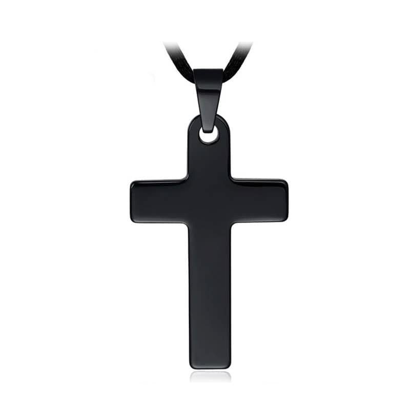 (image for) Silver Tungsten Cross Pendant, High Polished Solid White Tungsten Cross Necklace, Matching Tungsten Carbide Jewelry for Men and Women - Black / Silver Colors